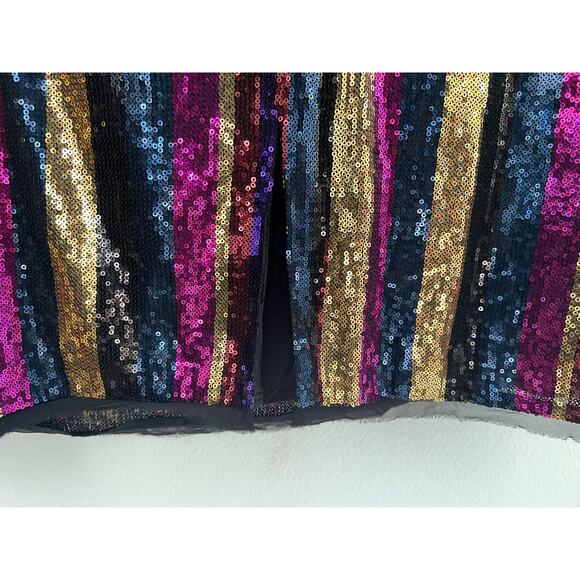 NWT Rachel Roy Sequin Striped Mini Dress Size 22W Y2K Party Cocktail Rainbow - Picture 14 of 16